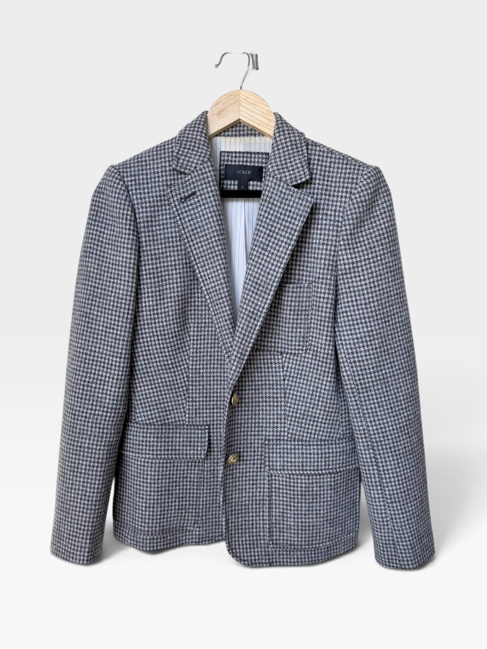 J.Crew Wool Houndstooth Blazer Fully Lined Brown and Cream size 10
